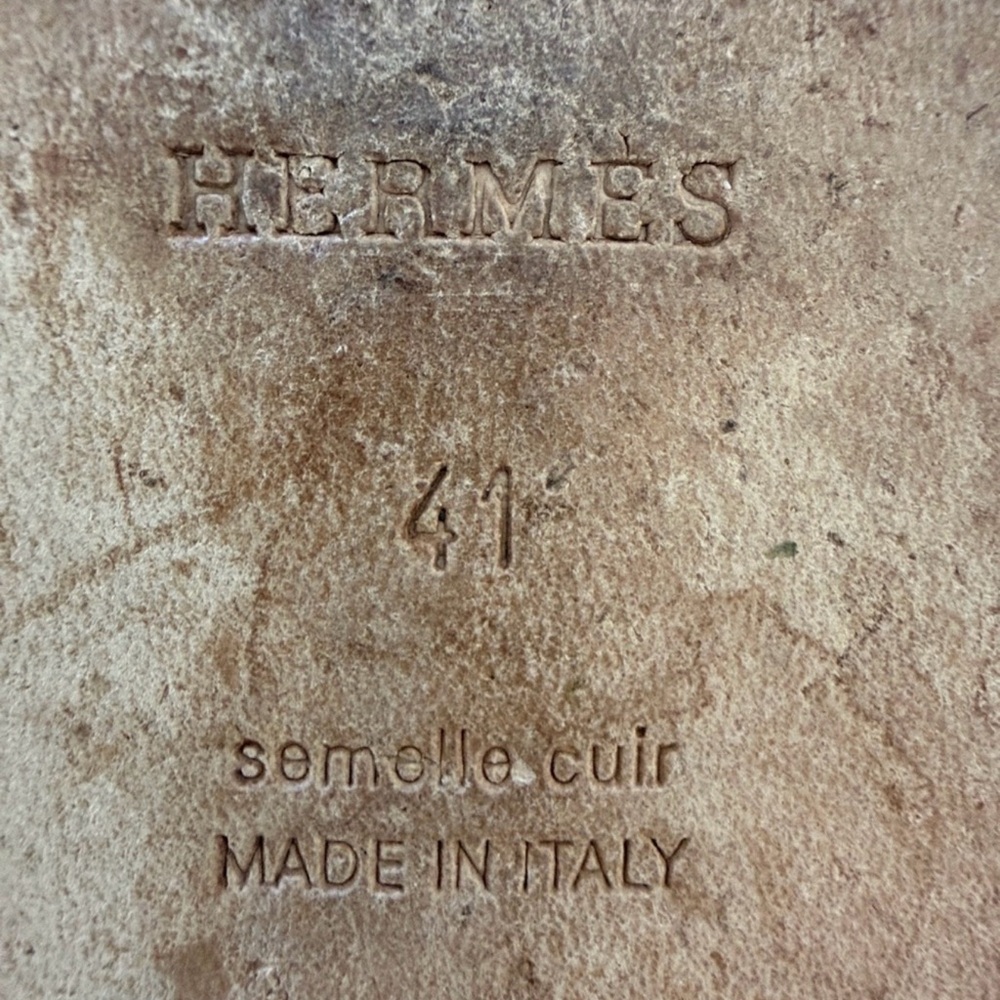 Hermes Brown Leather Oran Slide Sandals - Picture 4 of 6